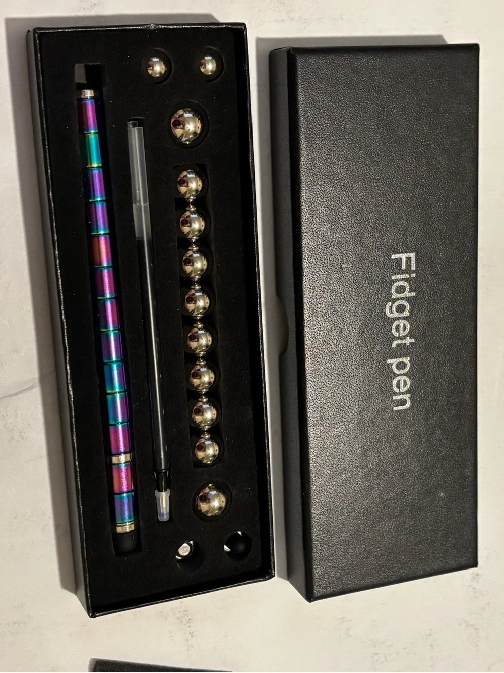 Rainbow Metallic Fidget Pen with Magnetic Beads